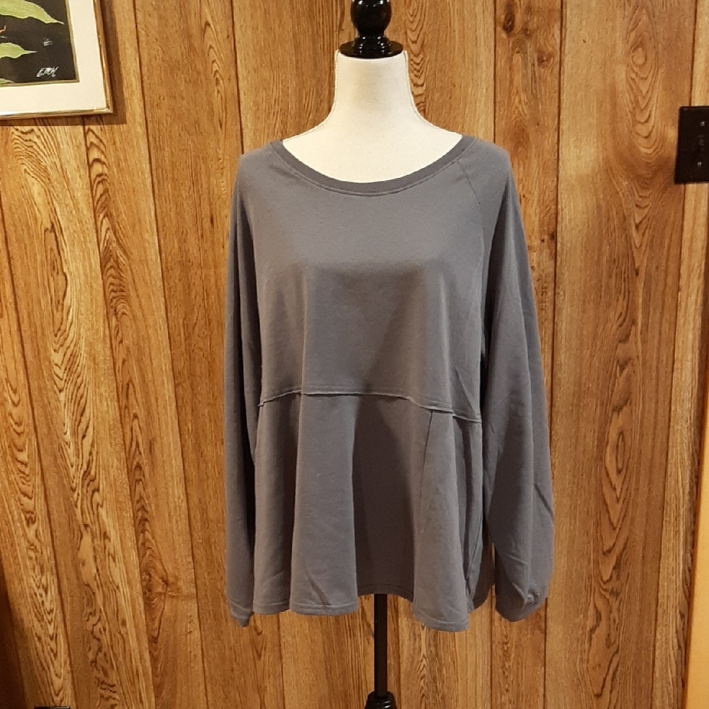 🥀NWT Cotton Bleu Grey French Terry Long-Sleeve Top (XL)🥀